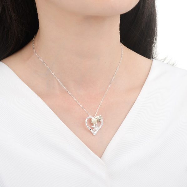 Cadena Dije Corazón Flor y Cubic - Imagen 2