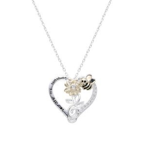 Cadena Dije Corazón Flor y Cubic