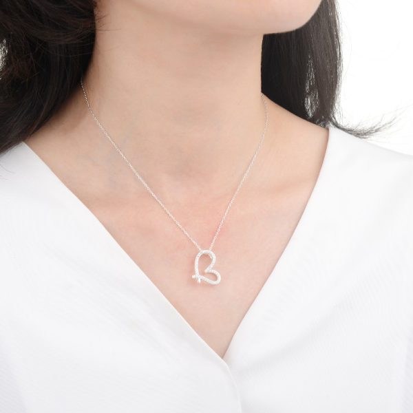Cadena y Dije de Corazón con Micro Cubic Engarzado - Imagen 2