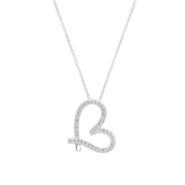 Cadena y Dije de Corazón con Micro Cubic Engarzado