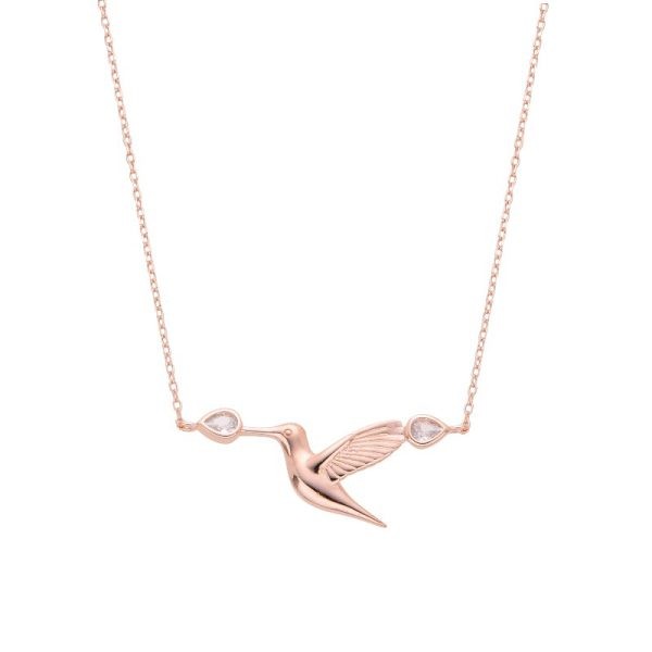 Cadena Con Dije de Colibrí Rosé