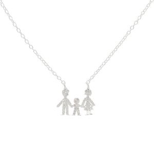 Cadena y Dije Familia Niña Con Cubic