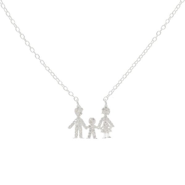 Cadena y Dije Familia Niña Con Cubic