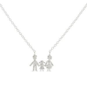 Cadena y Dije Familia Niño Con Cubic