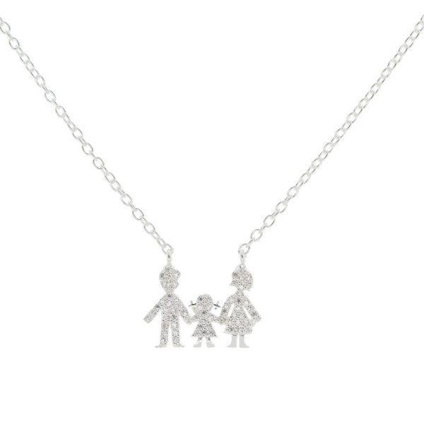 Cadena y Dije Familia Niño Con Cubic