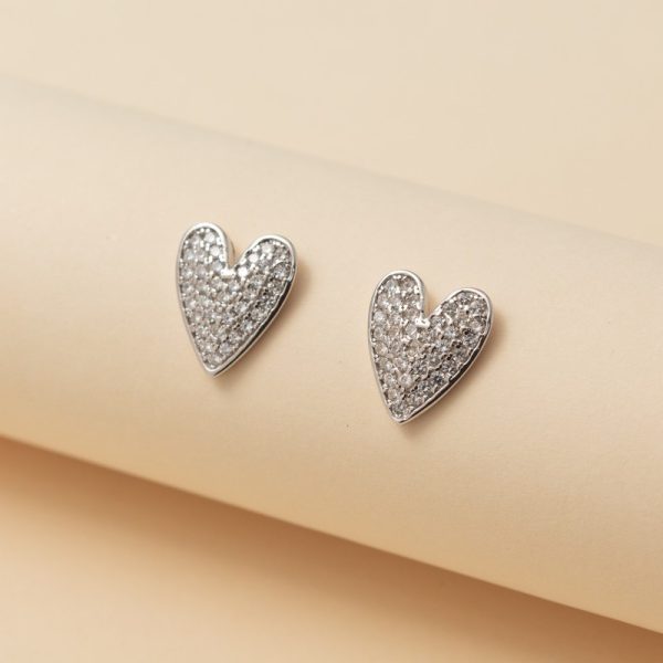 Aros de Corazón Grande y Cubic Engarzado - Imagen 2