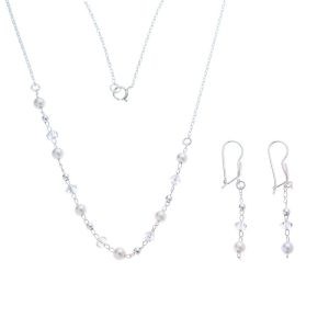Conjunto Collar Pendientes Perladas Con Swarovski