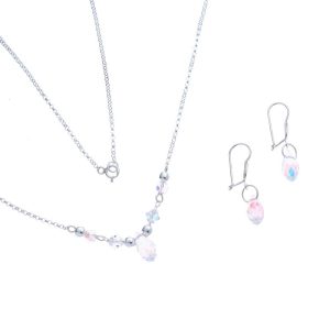Conjunto Collar Pendientes Swarovski Cadena Mini Rolo