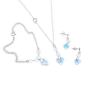 Conjunto Collar Pendientes Pulsera Swarovski Corazón