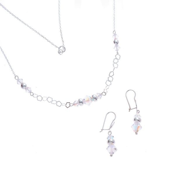 Conjunto Collar Pendientes Swarovski Rombo