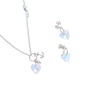 Conjunto Collar Grumet Pendientes Swarovski Corazón y Ancla
