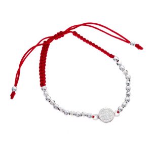 Pulsera de Hilo con Bolas Disco Dije San Benito