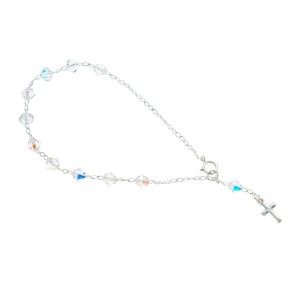 Pulsera Denario Cruz con Swarovski Rombo Chico