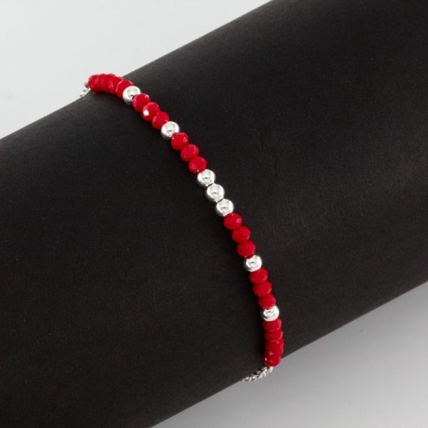 Pulsera Corbata Roja Con Bolitas - Imagen 2