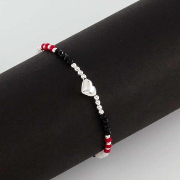 Pulsera Piedritas y Bolitas Dije de Corazón - Imagen 2