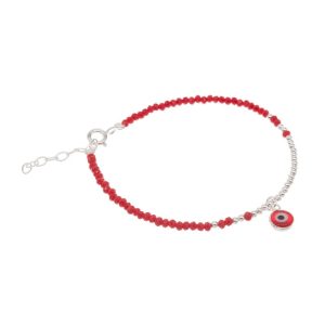 Pulsera Piedritas Rojas con Dije Ojo Turco