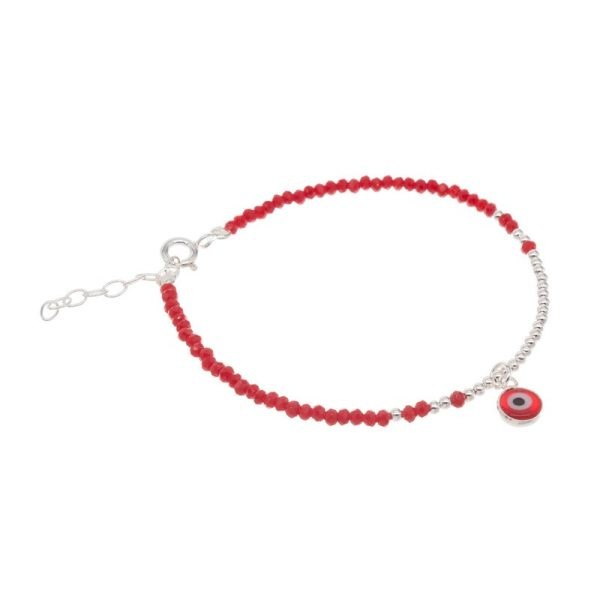 Pulsera Piedritas Rojas con Dije Ojo Turco