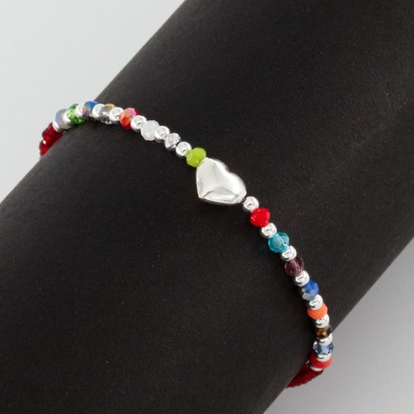 Pulsera Piedritas Natural con Dije de Corazón - Imagen 2