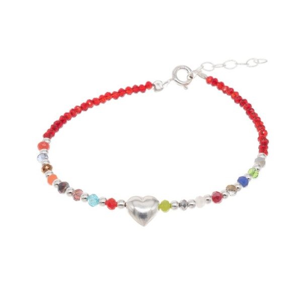 Pulsera Piedritas Natural con Dije de Corazón