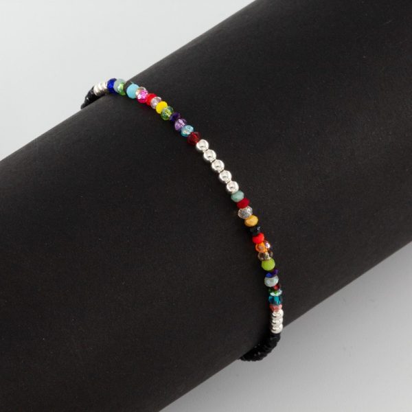 Pulsera Piedritas Negras y Bolitas Multicolor - Imagen 2