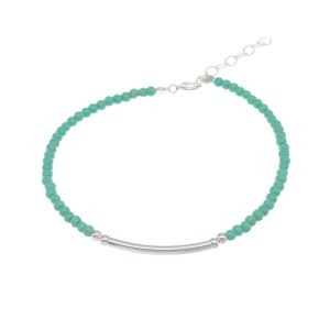 Pulsera Barra y Bolitas Verde