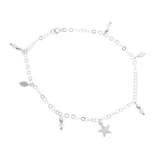 Tobillera de Hoja Dije Swarovski con Estrella