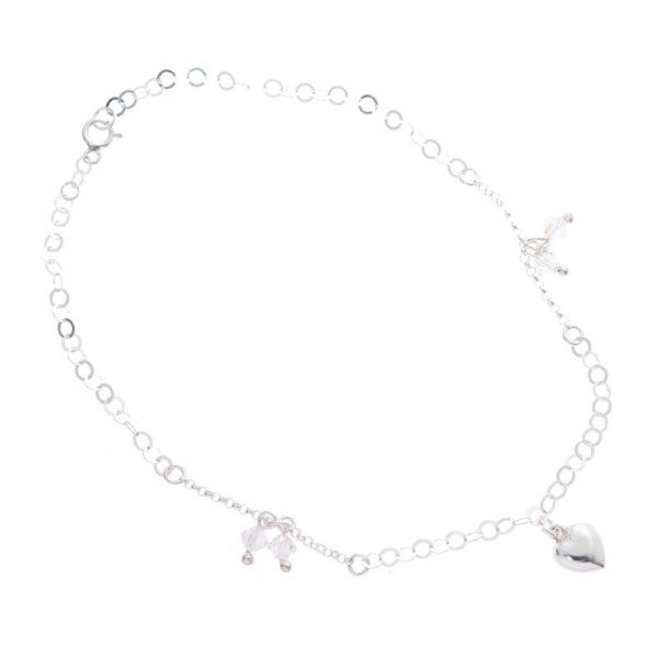 Tobillera Dije Corazón Mediano Swarovski rombo doble