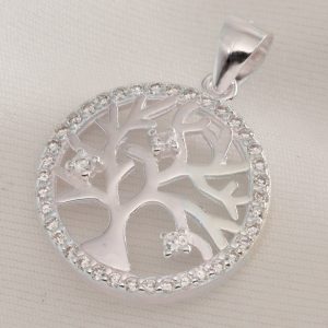 Dije Circulo con Arbol de la Vida Microcubics en borde