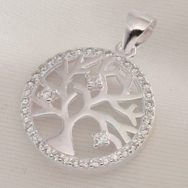 Dije Circulo con Arbol de la Vida Microcubics en borde