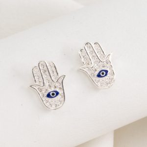 Aro Pasante Avion  Mano de Fatima con Ojo turco Micro Cubic Engarzado