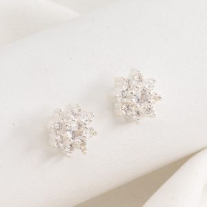 Aro Pasante Flor con brillantes  Micro Cubic Engarzado