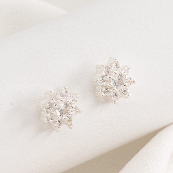 Aro Pasante Flor con brillantes  Micro Cubic Engarzado