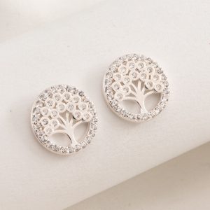 Aro Pasante Arbol de la vida dentro de circulo  Micro Cubic Engarzado