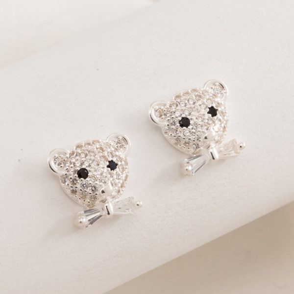 Aro Pasante Oso con Corbata Piedra Micro Cubic Engarzado