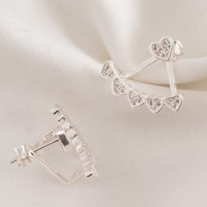 Aro Pasante  Corazones tipo  Abanico Micro Cubic Engarzado