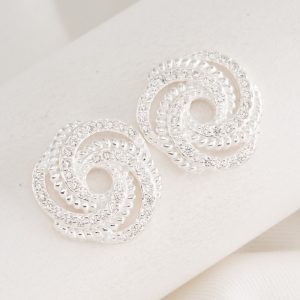 Aro Pasante de Flor en forma Espiral con Micro Cubic Engarzado