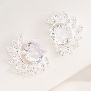 Aro Pasante Media Lunes con Piedras  doble con Micro Cubic Engarzado