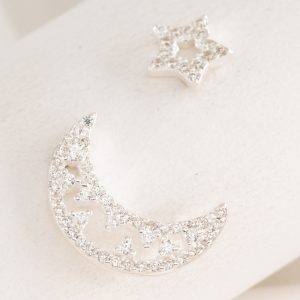 Aro Pasante Luna y Estrella con Micro Cubic Engarzado