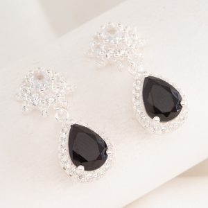 Aro Pasante En forma  Copo de Nieve y Gota  rodeado con Piedras preciosa  Micro Cubic Engarzado