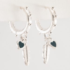 Aros Huggies Liso Corazon con Pluma Anacarado