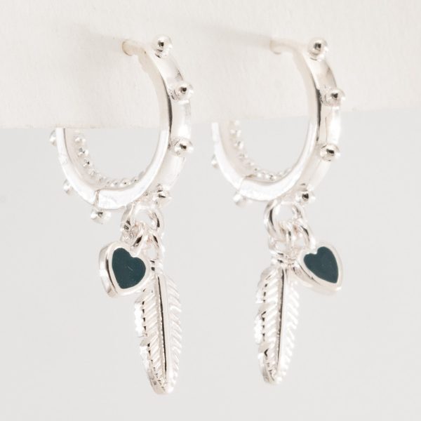 Aros Huggies Liso Corazon con Pluma Anacarado