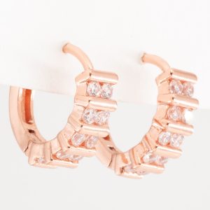 Aros Huggies Rose Piedras Micro Cubic Engarzadas