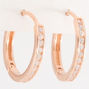 Aros Huggies Rose 1Linea Medio Sin Fin Piedras Micro Cubic Engarzadas