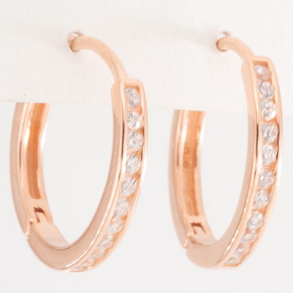 Aros Huggies Rose 1Linea Medio Sin Fin Piedras Micro Cubic Engarzadas