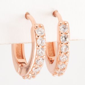 Aros Huggies Rose 1 Linea con detalles circulares liso Medio Sin Fin Piedras Micro Cubic Engarzadas