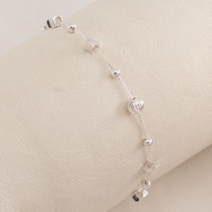 Pulsera Cadena Veneciana con Bolitas y estrellas lisa