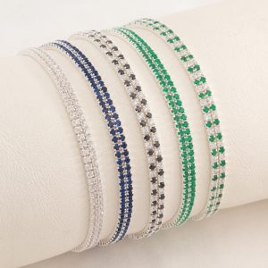 Pulsera doble Tenis con cubics seguidos cuadrados unicolor y multicolor