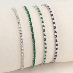 Pulsera Tenis con cubics seguidos cuadrados Unicolor y Multicolor,Rodinada