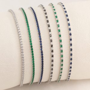 Pulsera Tenis con cubics seguidos cuadrados Unicolor y Multicolor