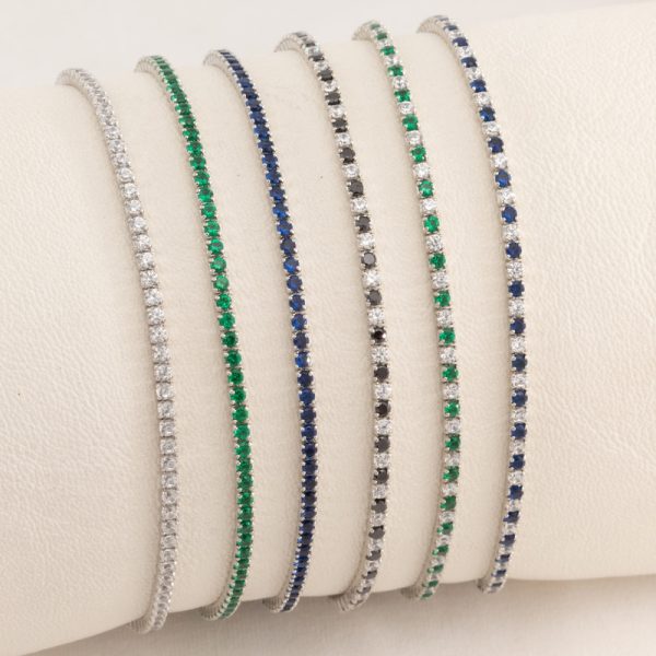 Pulsera Tenis con cubics seguidos cuadrados Unicolor y Multicolor